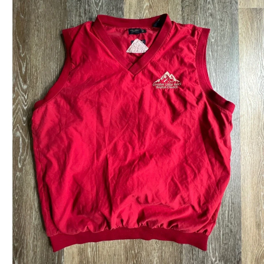 Cypress Club Golf Vest Mens L Red V-Neck Windbreaker Greater Little Rock Baptist